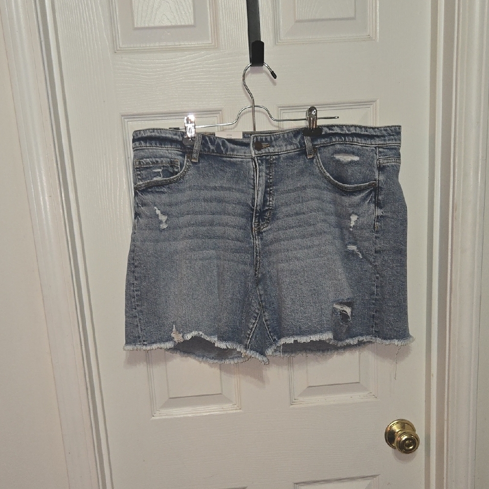 BKE Distressed Light Blue Denim Jean Shorts